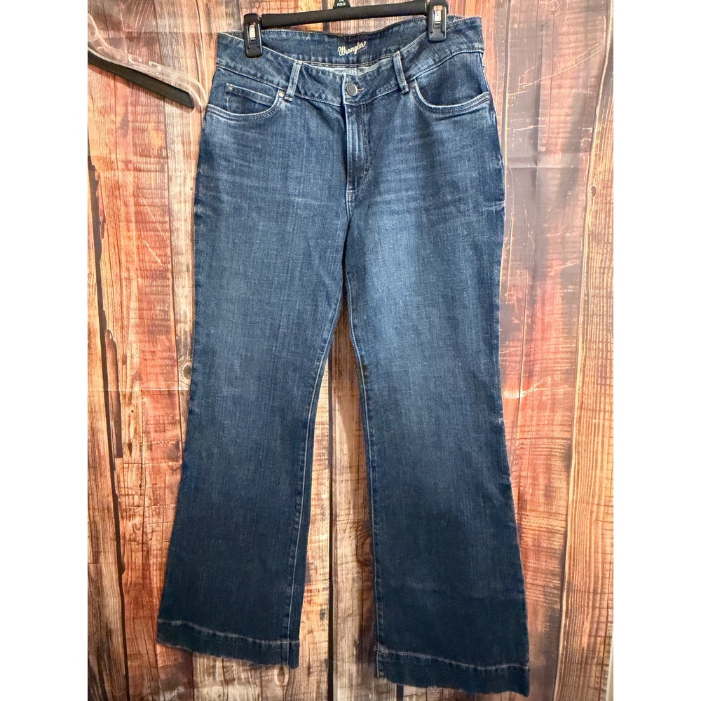 Wrangler 75th Anniversary Dark Wash Wide Leg Raw Hem Jeans 13x32 112317172
